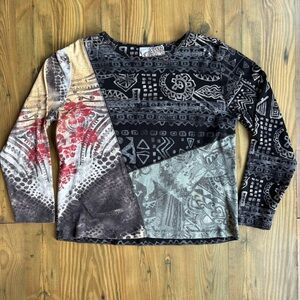 Vintage Chico’s Multicolor Patterned Long Sleeve Top Sz 3
